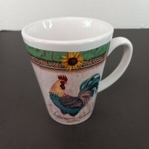 Gibson Everday Coffee Mug 12 oz. Rooster & Sunflower Dishwasher Safe Day Break